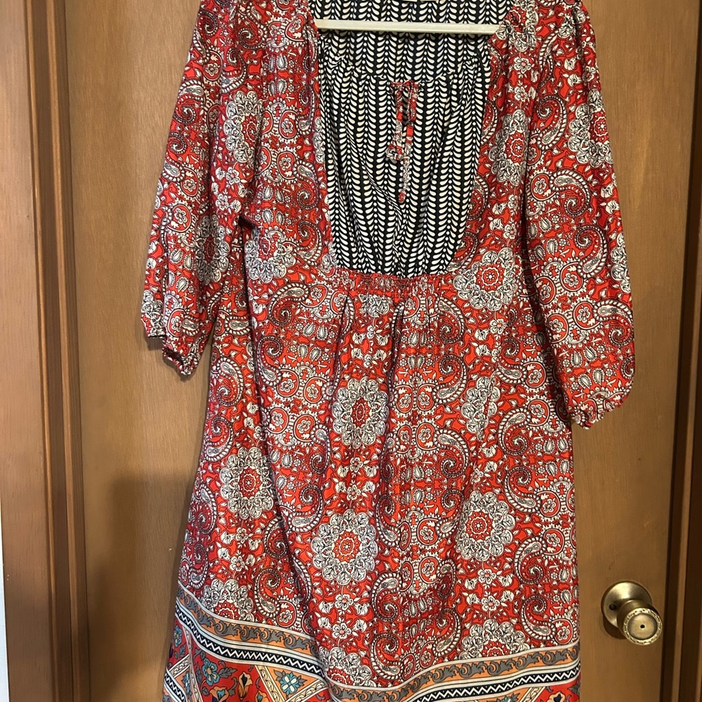 Cato red White and blue Patterned dress